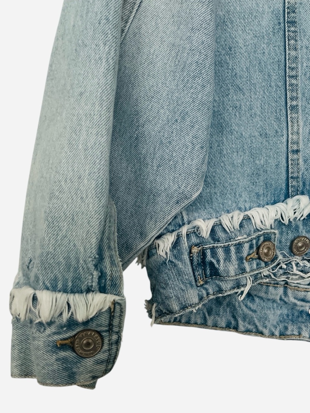 Zara TRF Light Wash Blue Distressed Denim Jacket XS fit Small - Picture 4 of 6